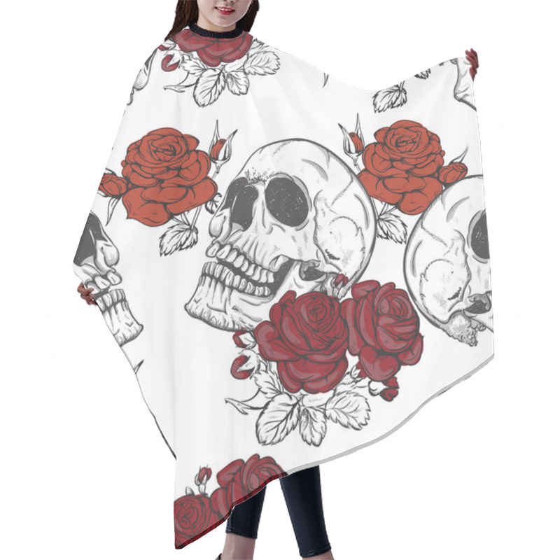 Personality  Roses And Skulls Hair Cutting Cape