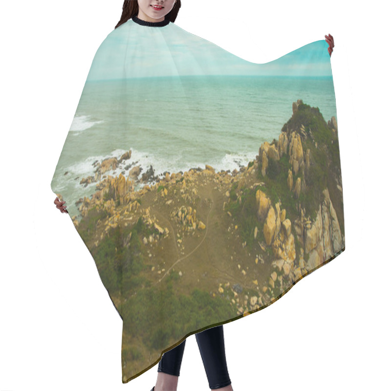 Personality  Beautiful Sea With Waves And Mountains Hair Cutting Cape