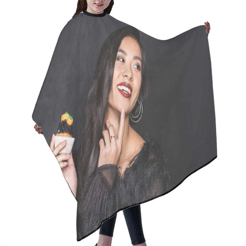 Personality  Woman Holding Cupcake Hair Cutting Cape