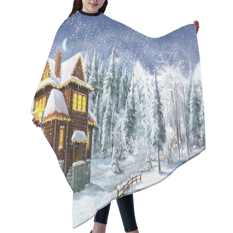 Personality  Christmas Winter Happy Scene - Illustration For The Children Hair Cutting Cape