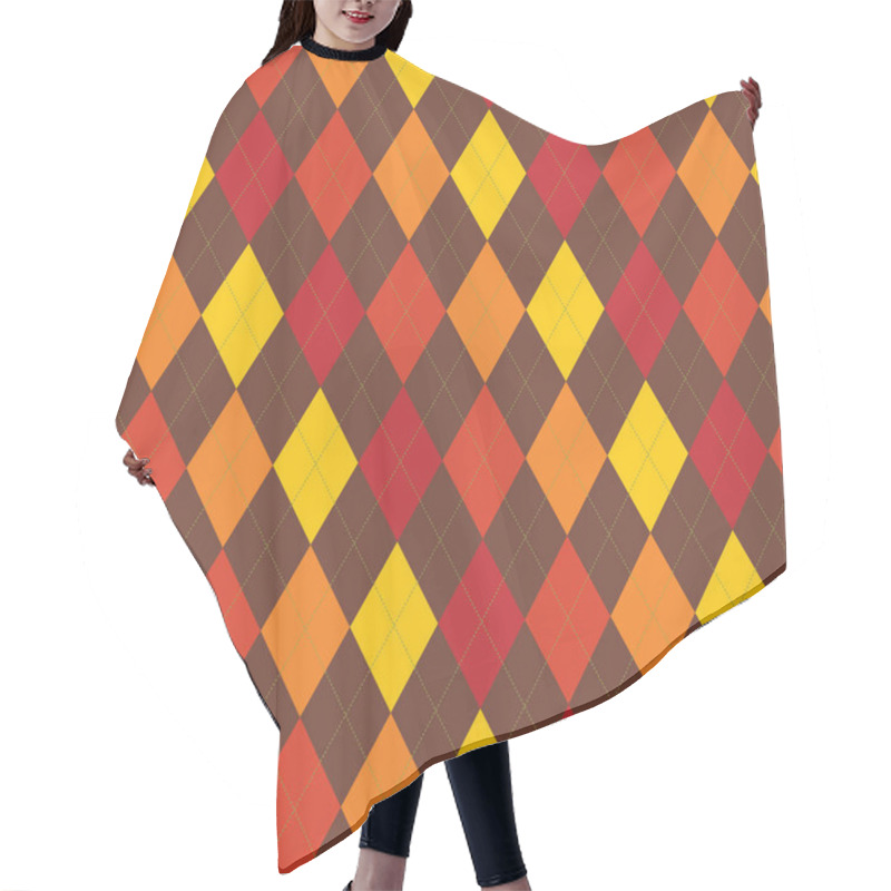 Personality  Retro Thanksgiving Fall Argyle Pattern In Vector Format. Hair Cutting Cape