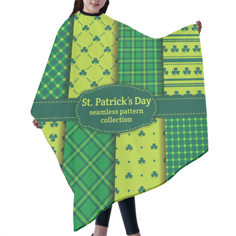 Personality  Happy St. Patrick's Day! Set Of Vector Seamless Patterns. Hair Cutting Cape