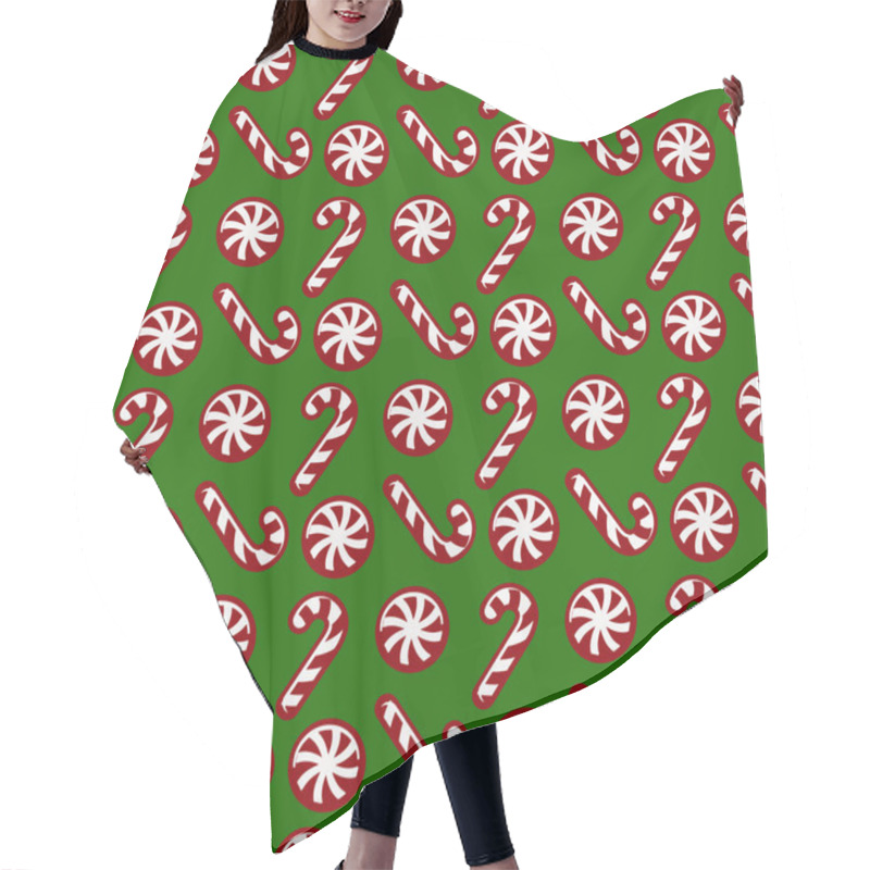 Personality  Christmas Pattern With Candy Canes. Vector Seamless Background. Hair Cutting Cape