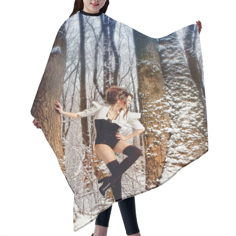 Personality  Fairy Girl In Winter Forest Among The Trees Hair Cutting Cape