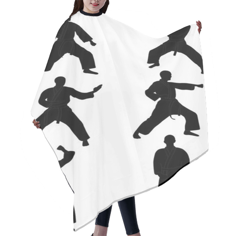 Personality  Karate Silhouettes Hair Cutting Cape