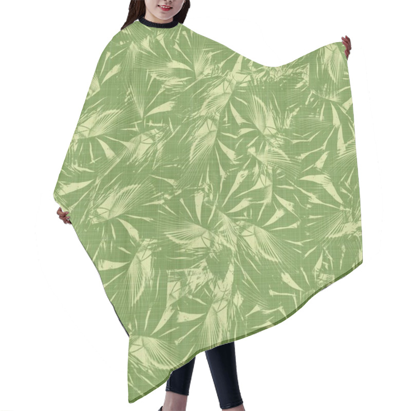 Personality  Bright Line Green Tropical Leaves Seamless Pattern Hair Cutting Cape