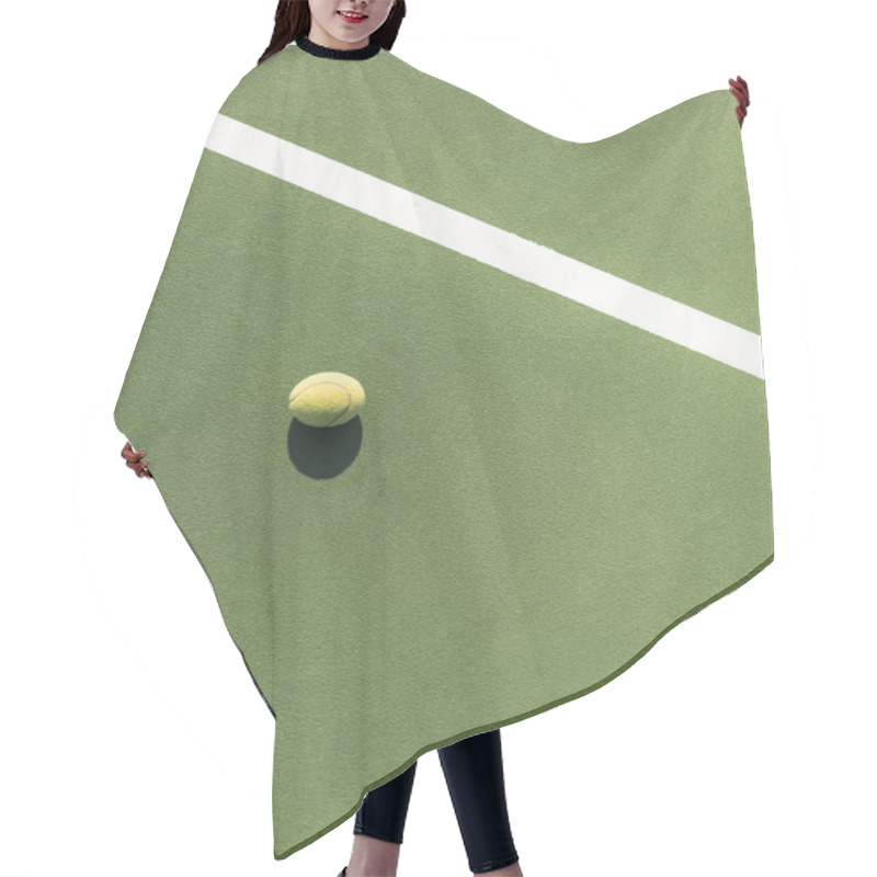 Personality  Top View Of Tennis Ball On Green Tennis Court Hair Cutting Cape