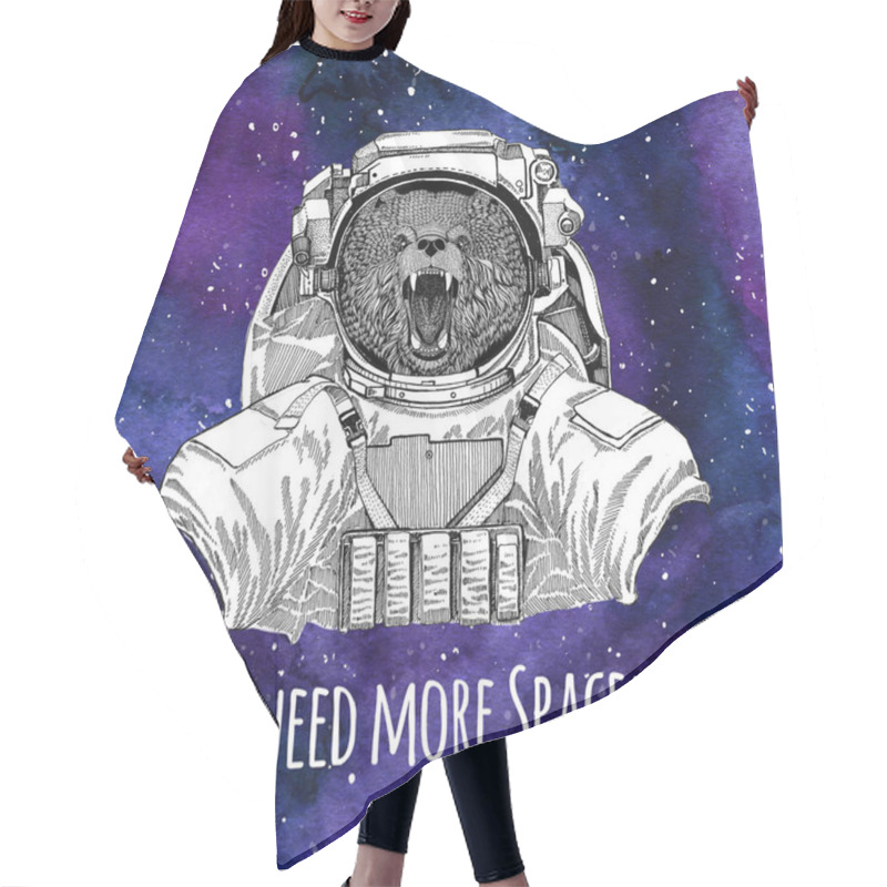 Personality  Animal Astronaut Brown Bear Russian Bear Wearing Space Suit Galaxy Space Background With Stars And Nebula Watercolor Galaxy Background Hair Cutting Cape