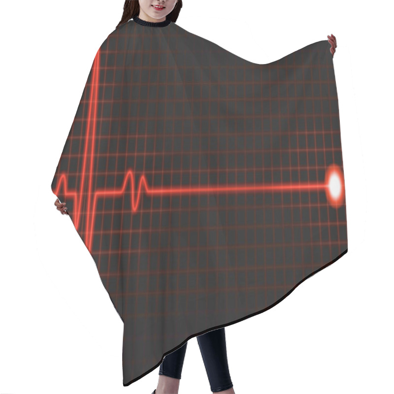 Personality  Red Pulse Graph On Black Screen Hair Cutting Cape