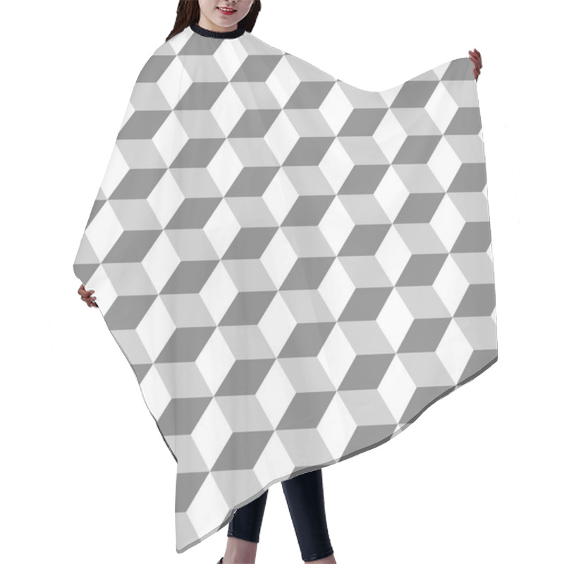 Personality  Hexagon Grid Seamless Background. Monochrome Geometric Design. Cube Shapes Mosaic.Vector Illustration. Hair Cutting Cape