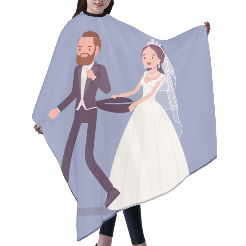 Personality  Angry Groom Leaving Bride On Wedding Ceremony Hair Cutting Cape