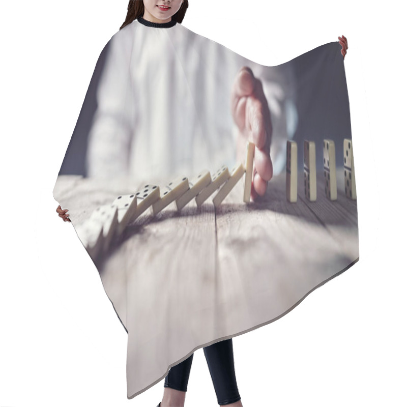 Personality  Stop The Domino Effect Concept Hair Cutting Cape