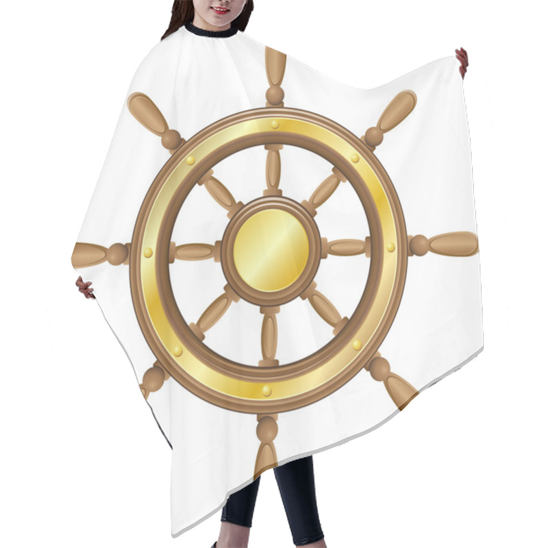 Personality  Steering Wheel For Ship Vector Illustration Hair Cutting Cape