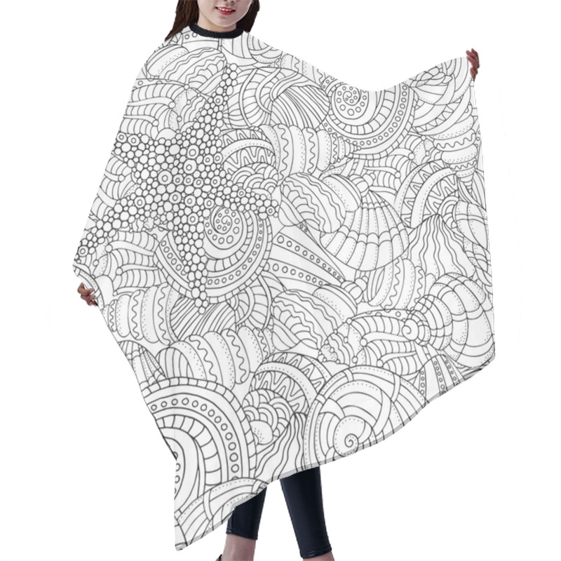 Personality  Seamless Pattern With Sea Shells Hair Cutting Cape