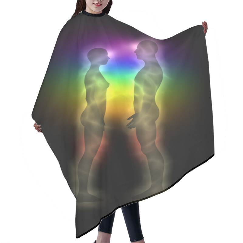 Personality  Woman And Man Silhouette With Aura, Chakras, Energy - Profile Hair Cutting Cape