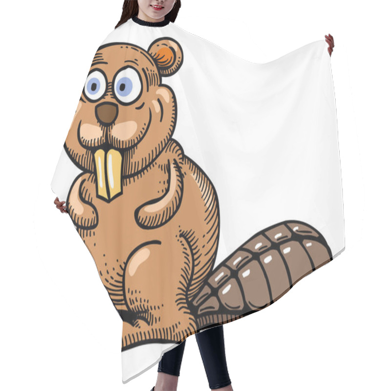 Personality  Cartoon Image Of Beaver Hair Cutting Cape