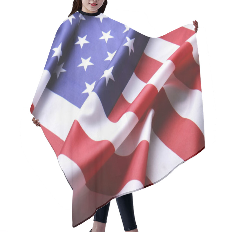 Personality  Background Flag Of The United States Of America For National Federal Holidays Celebration And Mourning Remembrance Day. USA Symbolics. Hair Cutting Cape