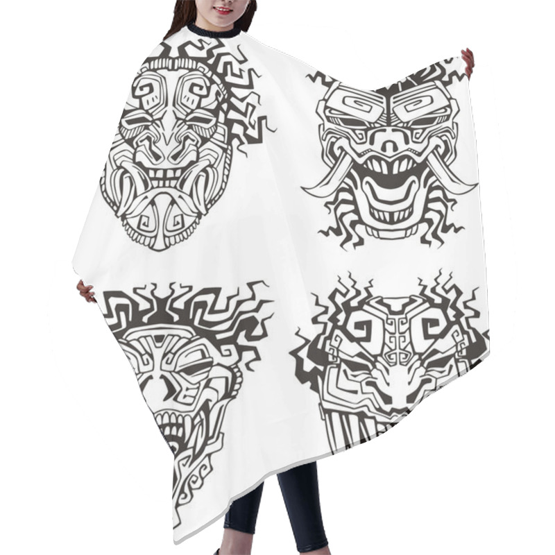 Personality  Aztec Monster Totem Masks Hair Cutting Cape