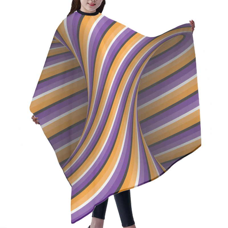 Personality  Moving Spiral Patterned Hyperboloid Of Orange Purple Stripes. Vector Optical Illusion Illustration. Hair Cutting Cape