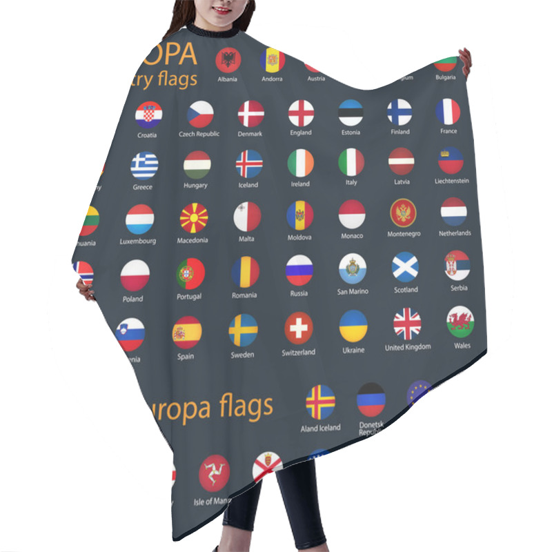 Personality  All Flags Of Europe Complete Collection Vector Set Isolated On Black Hair Cutting Cape