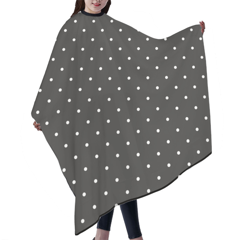 Personality  Seamless Vector Dark Pattern With White Polka Dots On Black Background. Hair Cutting Cape