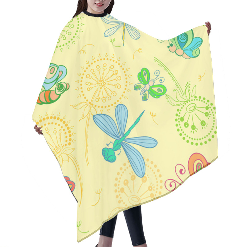 Personality  Vector Nice Pattern With Fun Insects Hair Cutting Cape