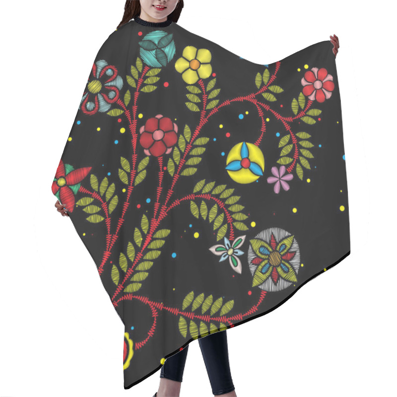 Personality  Embroidery Simplified Floral Pattern Hair Cutting Cape