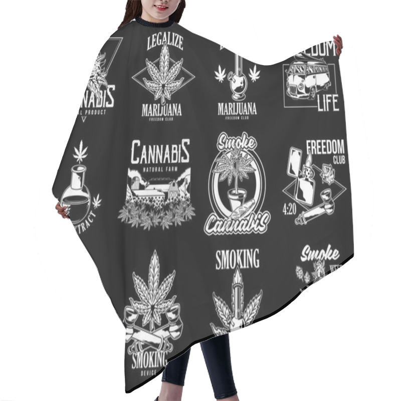 Personality  Print Set Cannabis Design  Hair Cutting Cape