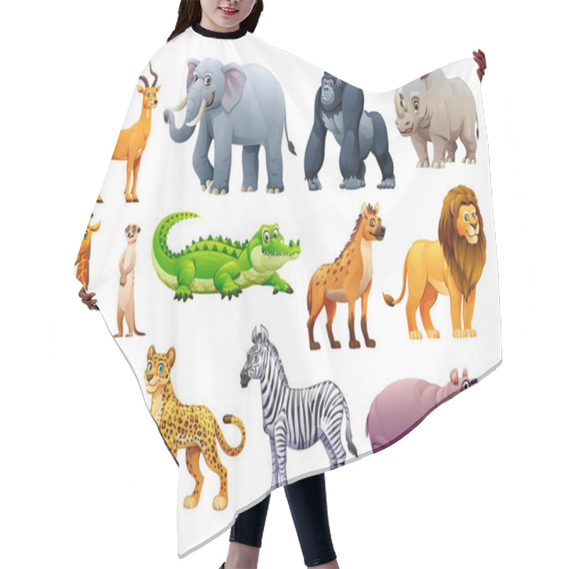 Personality  African Wild Animals Set. Vector Cartoon Illustration Hair Cutting Cape