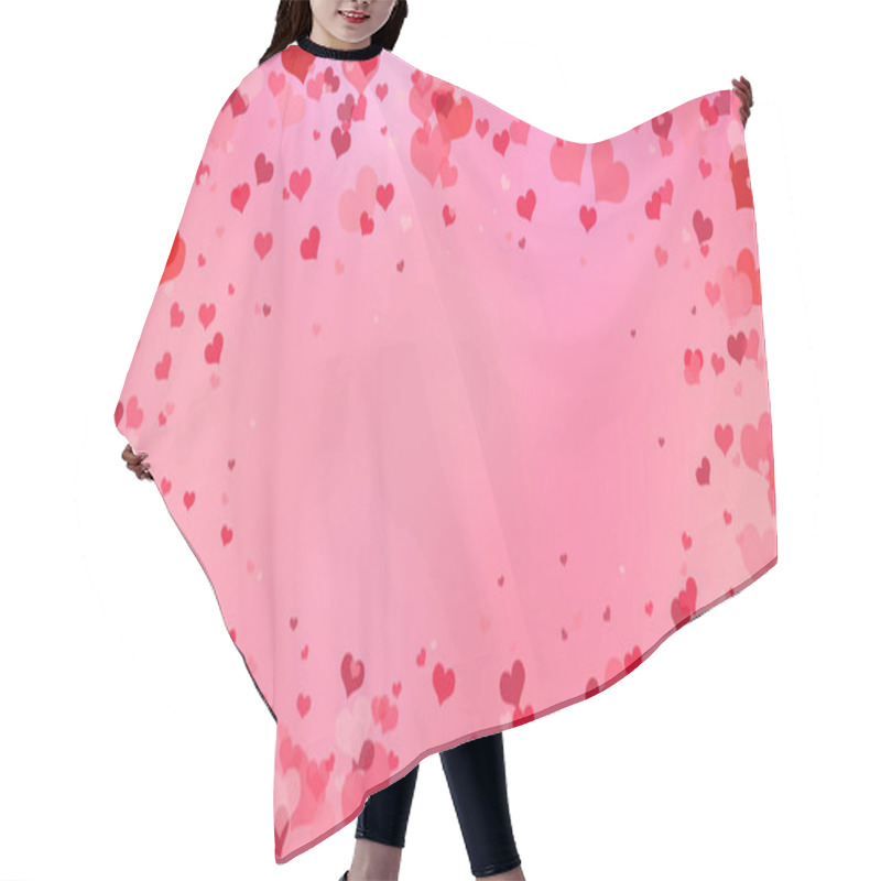 Personality  Red Heart Love Confettis. Valentine's Day Falling Rain Remarkable Background. Falling Stitched Paper Hearts Confetti On Pink Background. Hair Cutting Cape