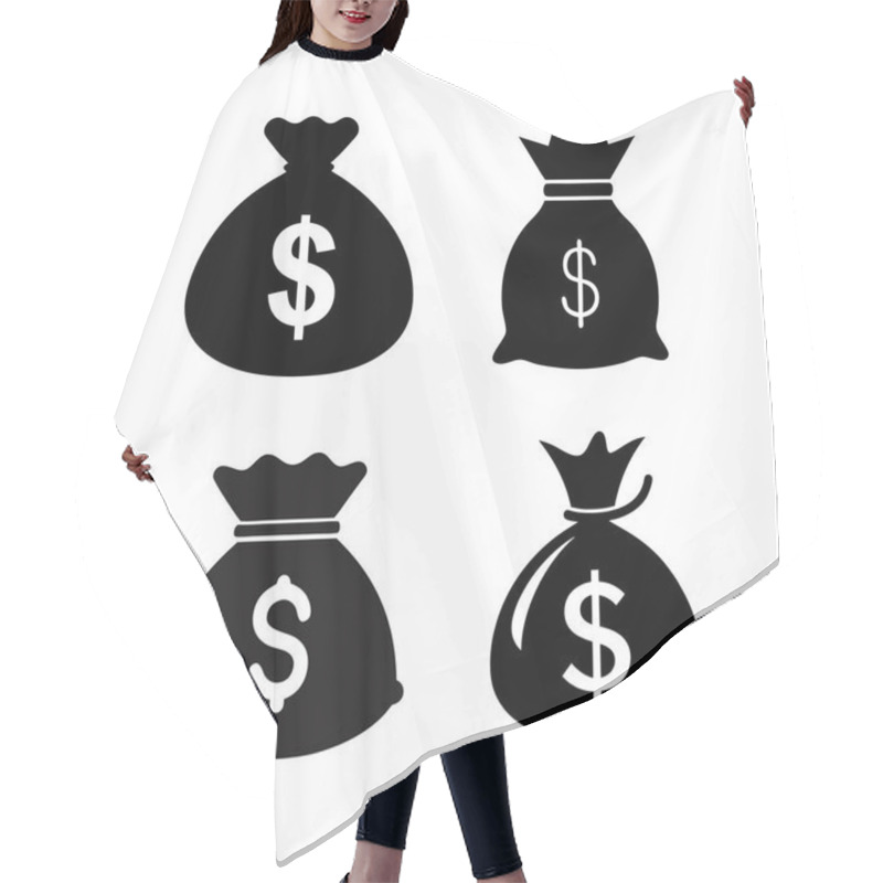 Personality  Money Bag With Dollar Sign. Sack Dollar Black Silhouette Hair Cutting Cape