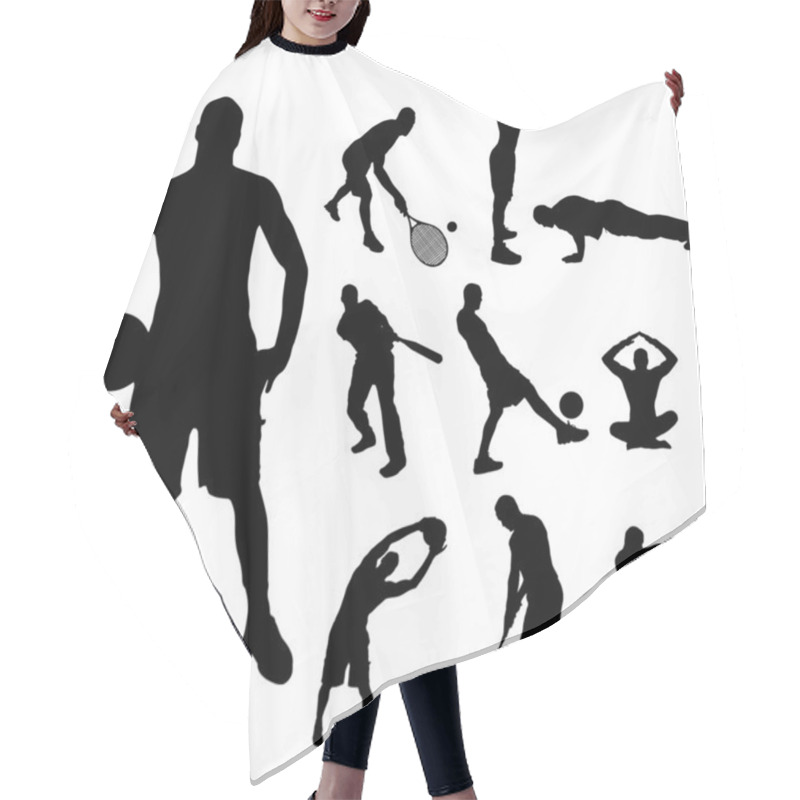 Personality  Vector Silhouette Of Sport. Hair Cutting Cape