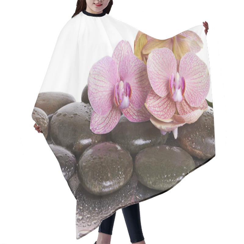 Personality  Orchid Flowers And Black Stones  Hair Cutting Cape