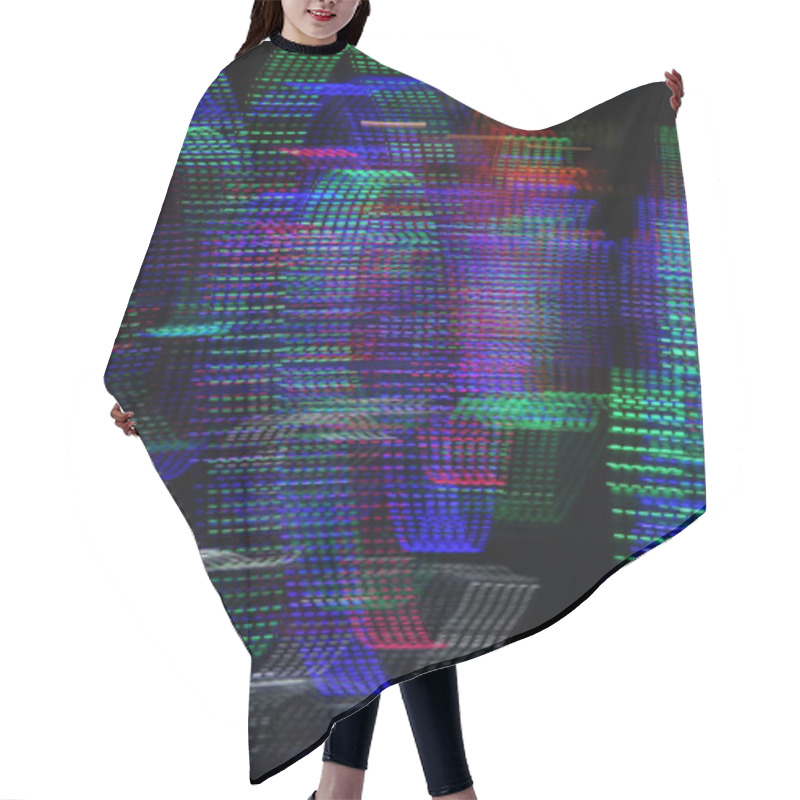 Personality  Abstract Background Of Blurred Dotted Lines On Dark Background. Hair Cutting Cape