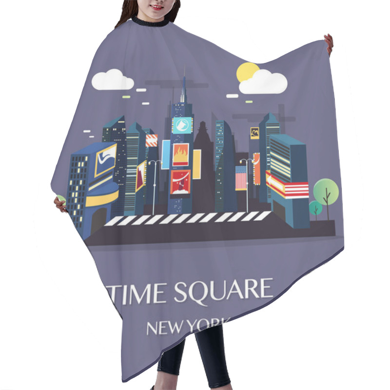 Personality  Time Square New York.Vector Illustration. Hair Cutting Cape