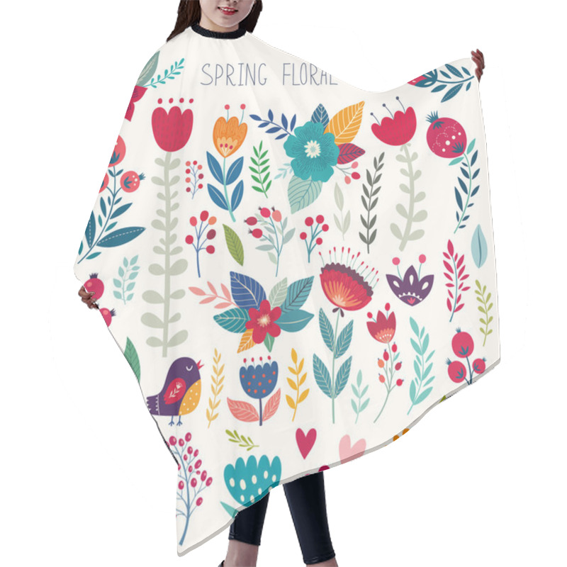 Personality  Collection With Flowers And Leaves Hair Cutting Cape