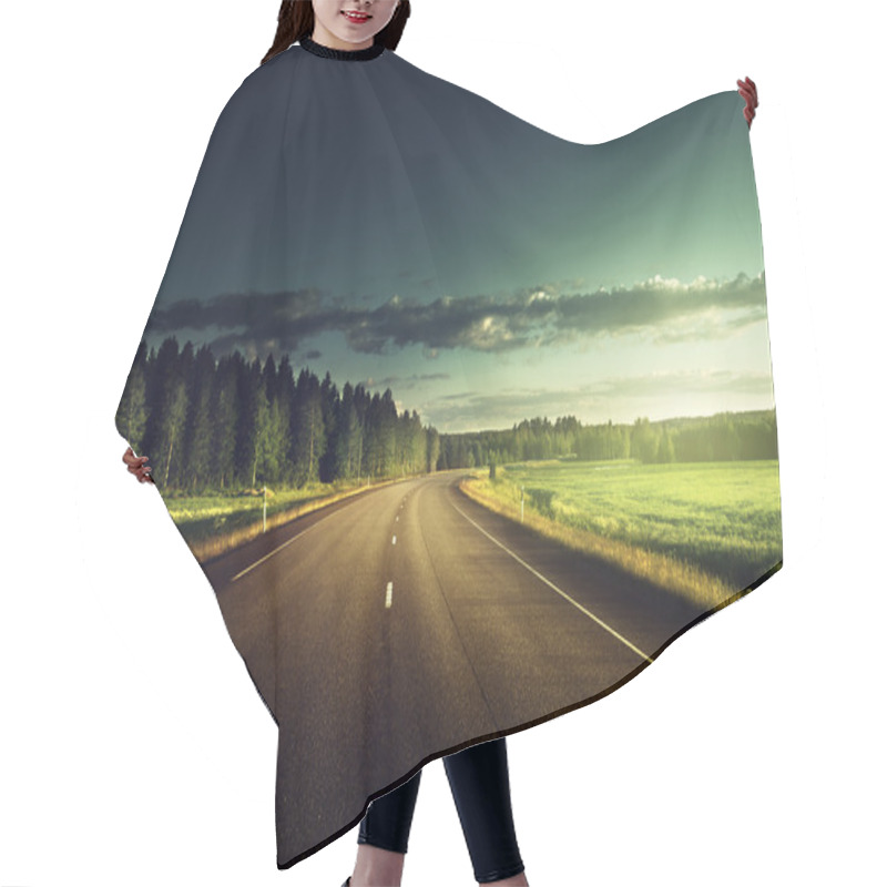 Personality  Asphalt Road In Forest Hair Cutting Cape