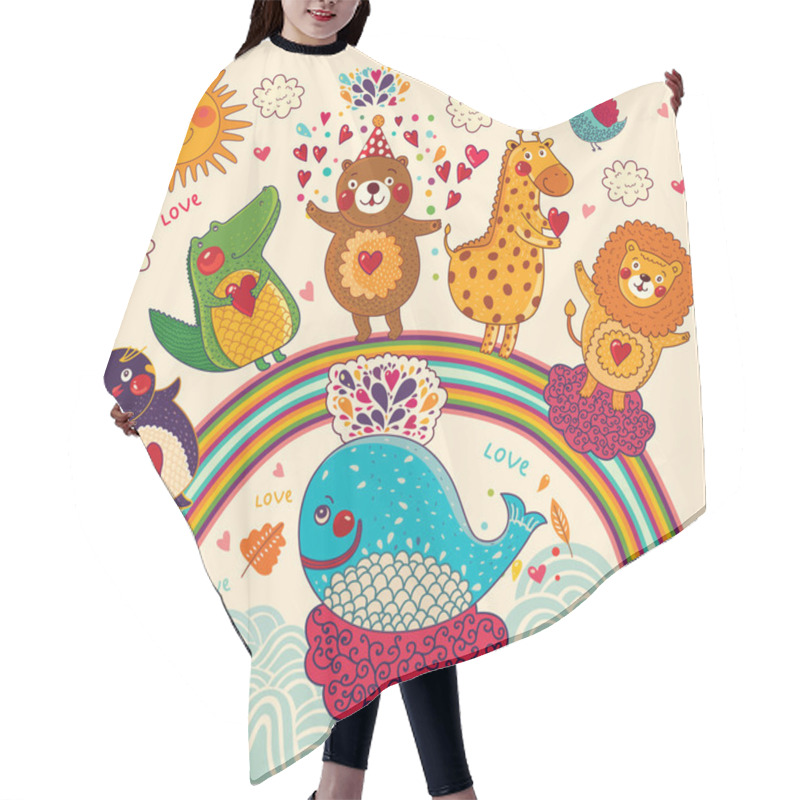 Personality  Background With Funny Animals Hair Cutting Cape