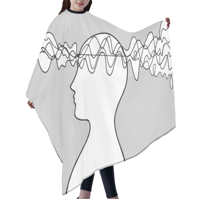 Personality  Human Head Spirit Power Energy Wave Vector Abstract Art Illustration Design Hair Cutting Cape