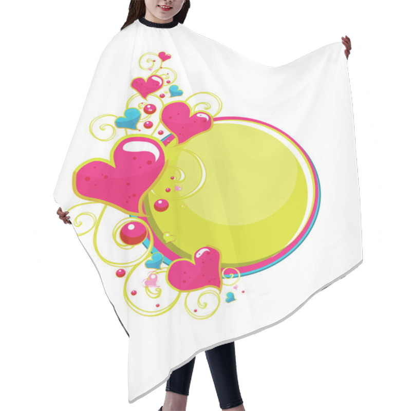 Personality  Frame From The Hearts And Scrolls In The Form Of Postcards Hair Cutting Cape