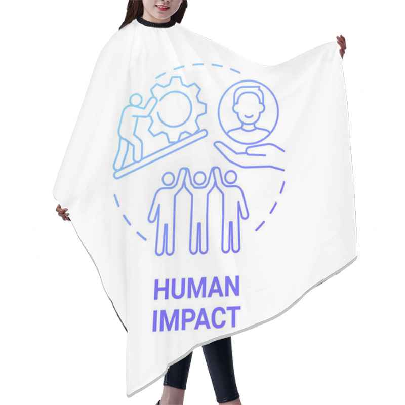 Personality  Human Impact Blue Gradient Concept Icon. Social Entrepreneurship Abstract Idea Thin Line Illustration. Development And Improvement Of Society. Vector Isolated Outline Color Drawing Hair Cutting Cape