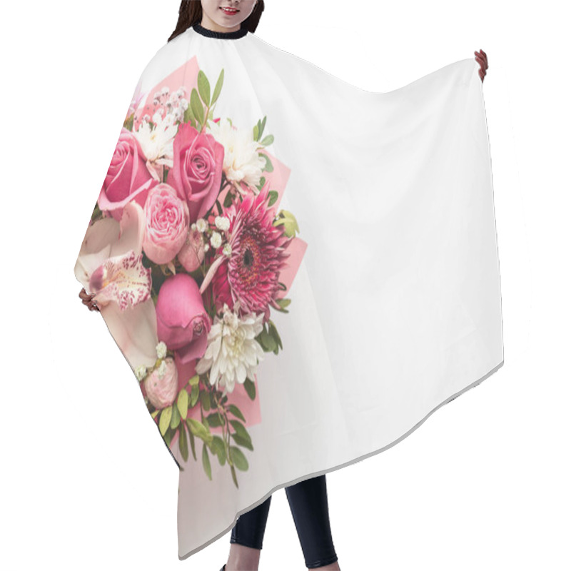 Personality  Beautiful Spring Bouquet With Pink And White Tender Flowers Hair Cutting Cape