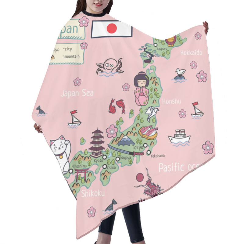 Personality  Cartoon Map Of Japan Hair Cutting Cape