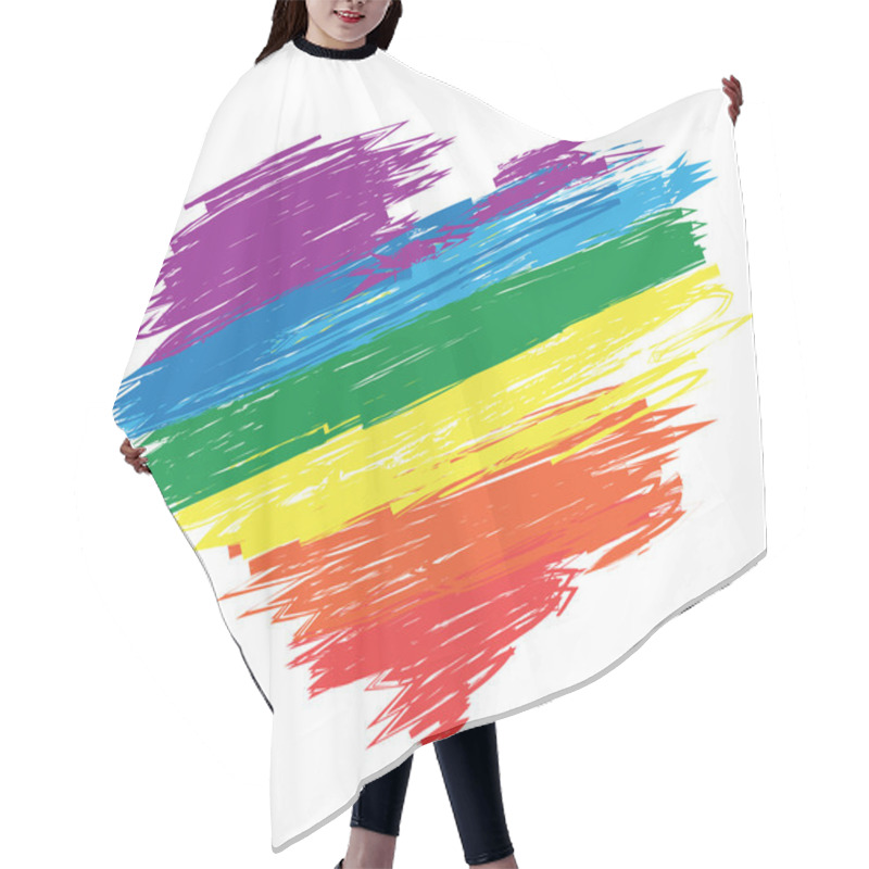 Personality  Rainbow Heart Hair Cutting Cape