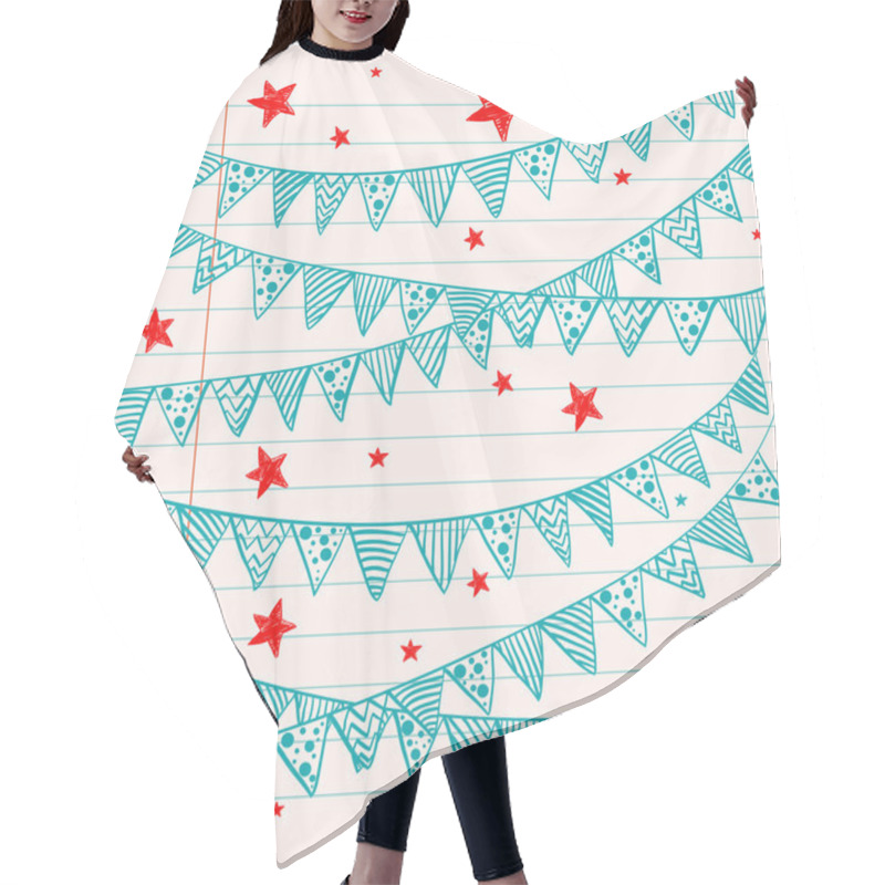 Personality  Bunting Flags On A Lined Notebook Paper. Hair Cutting Cape