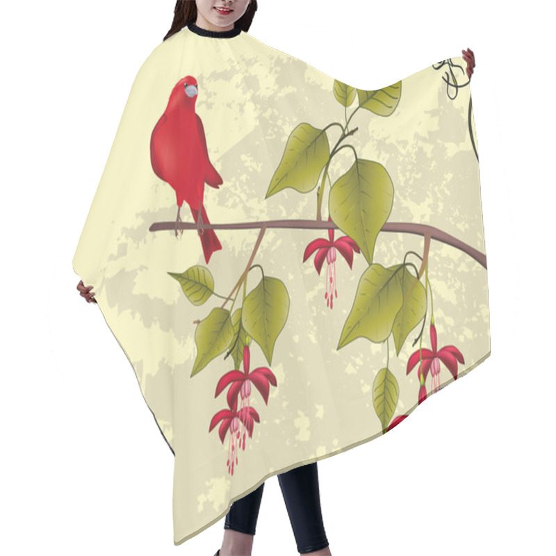 Personality  Tree With Flowers An Ornament Hair Cutting Cape