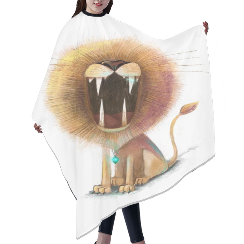 Personality  Angry Lion Growls Loudly, Magic Lion, Big Wild Cat, Illustration For Cartoons Hair Cutting Cape