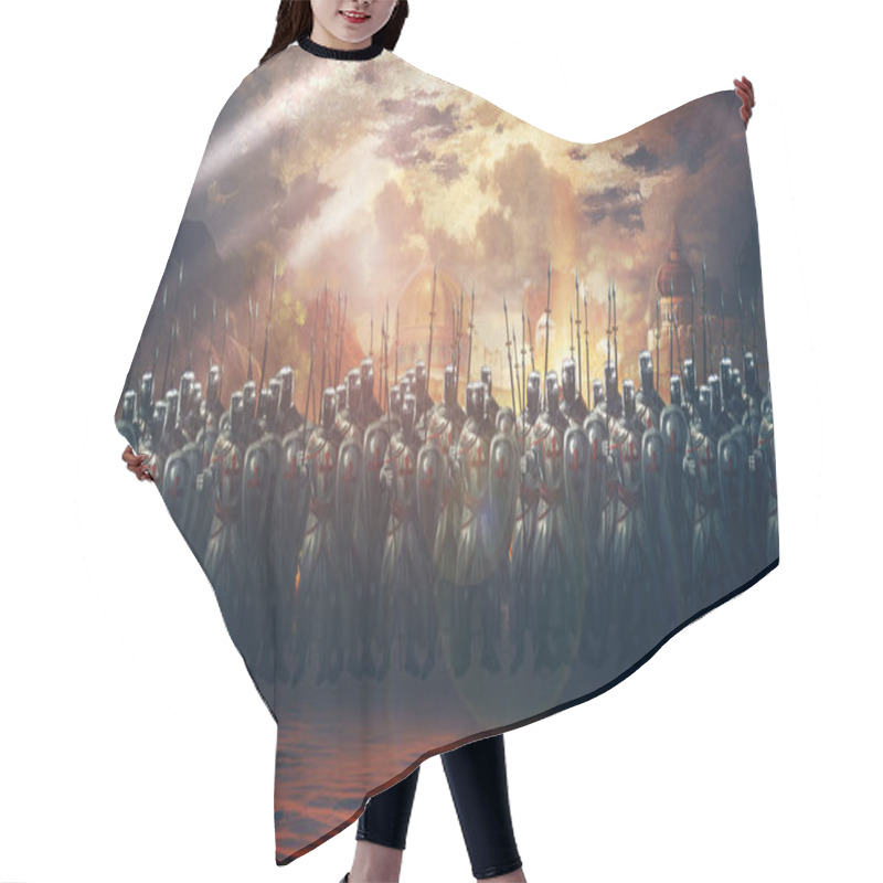 Personality  Army Of Medieval Crusader Soldiers On Field Hair Cutting Cape