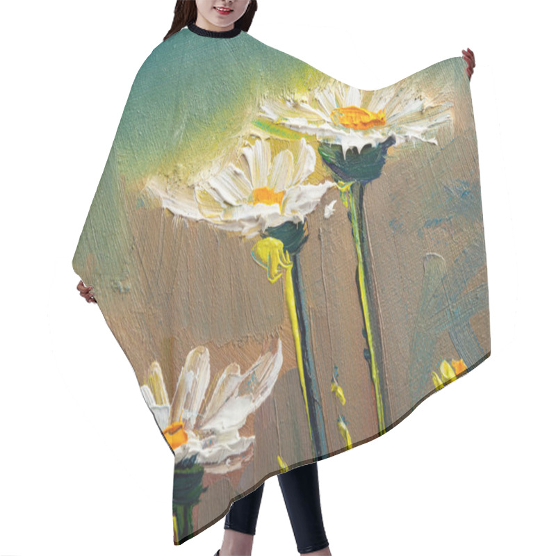 Personality  Oil Painting Daisy Flowers  Hair Cutting Cape