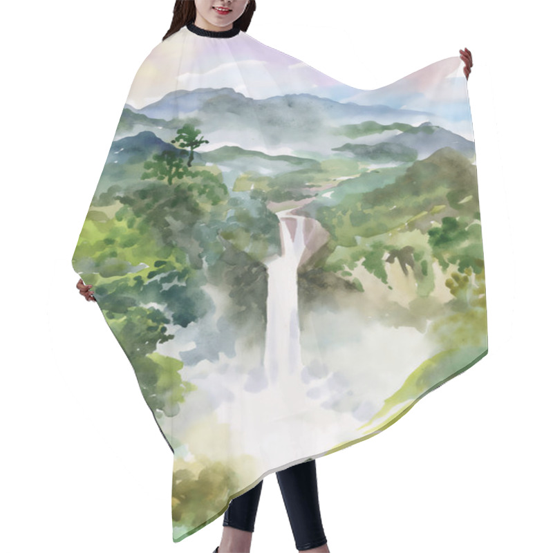 Personality  Waterfall And Mountains Hair Cutting Cape